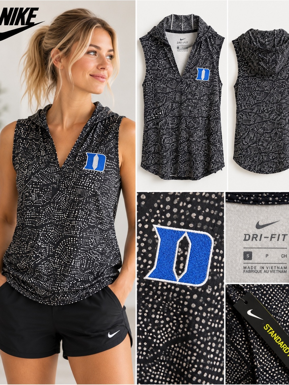 Nike Dri-FIT Duke Blue Devils Sleeveless Hooded Training Top Women’s Small NWT